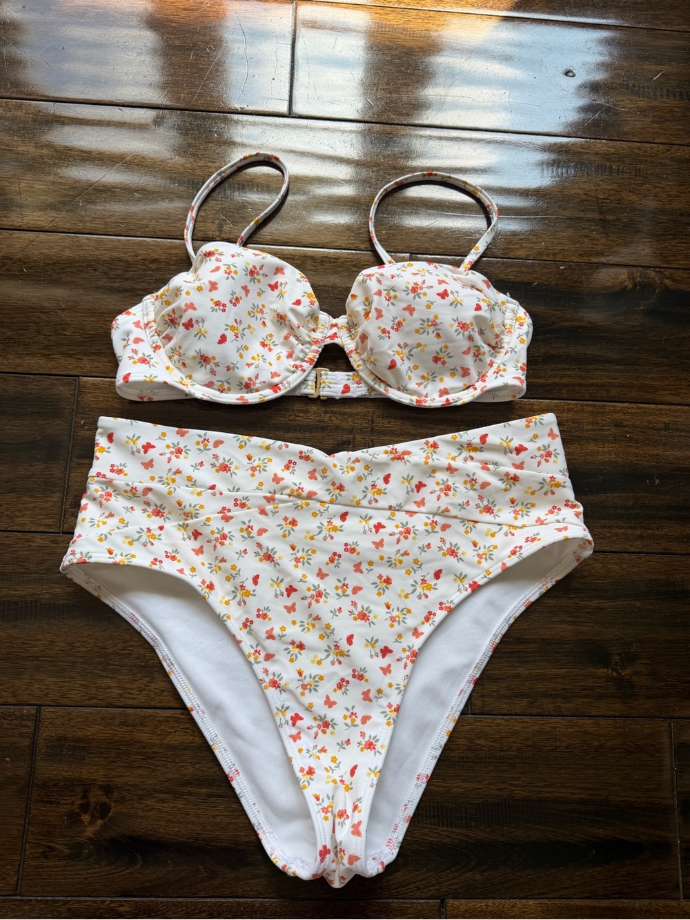 Hollister White Butterfly Floral Bikini Set